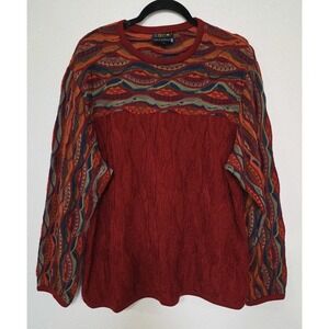 Vintage 90s Y2K Coogi 3D 100% Mercerised Cotton Sweater Red Size XL Rare